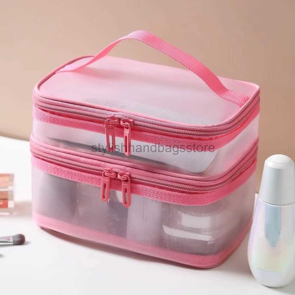 

cosmetic bags cases 2023 new mesh transparent makeup storage bag washing bag washing bag mesh breathable nail storage bagstylishhandbagsstor
