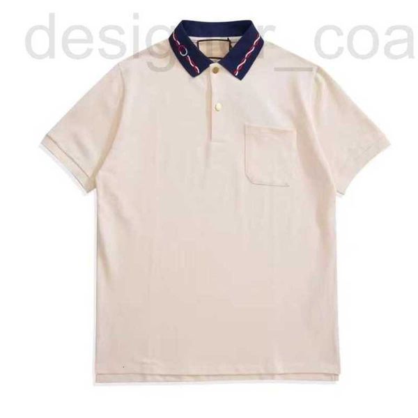 

men's polos designer the correct version of gujia embroidery elastic beaded cotton polo shirt short sleeve button rope clothes 6yvx, White;black