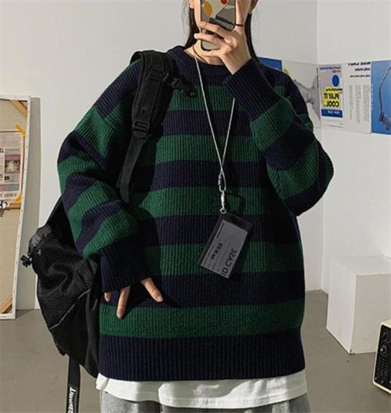 

women039s sweaters women striped sweater autumn winter warm long sleeve streetwear knitted oversized round neck casual j4953950, White;black