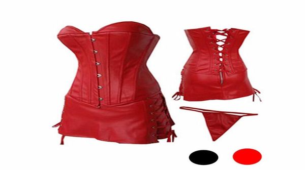 

catsuit costumesstrapless bustier latex waist corsets dress overbust shapewear gothic steampunk corselet cincher leather plus size8756948, Black