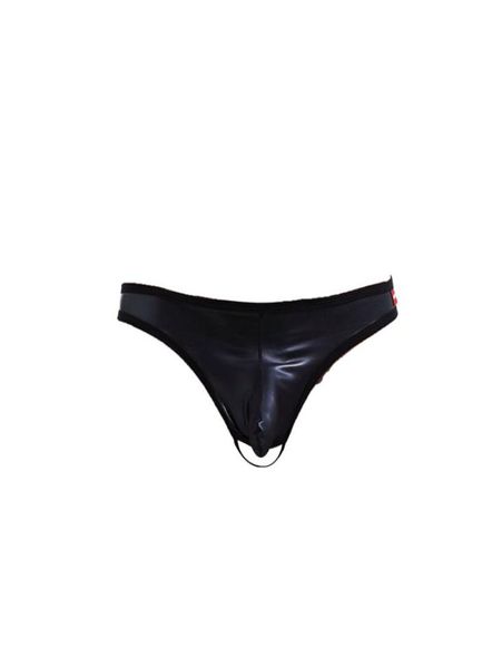 

spandex men thongs g string jockstrap gay underwear black faux leather open butt unedrpants crotchless sissy panties thongs8256505, Black;brown