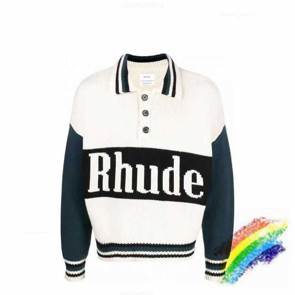 

rhude knitted sweater men women rhude jacquard sweatshirts inside tags, White;black