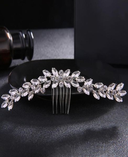 

stunning art deco vintage silver clear rhinestone crystal flower wedding hair comb bridal headpiece hair accessories bridesmaids j1885444, Golden;white