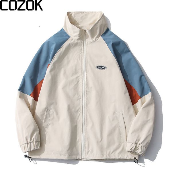 

mens jackets korean patchwork varsity jacket men women japanese harajuku color block windbreaker coats spring thin vintage cargo 230809, Black;brown