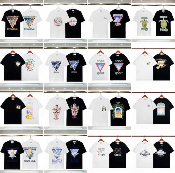 

casablanca 23 spring/summer new fantasy gate starry castle casa letter short sleeve couple t-shirt designer t shirt, White;black