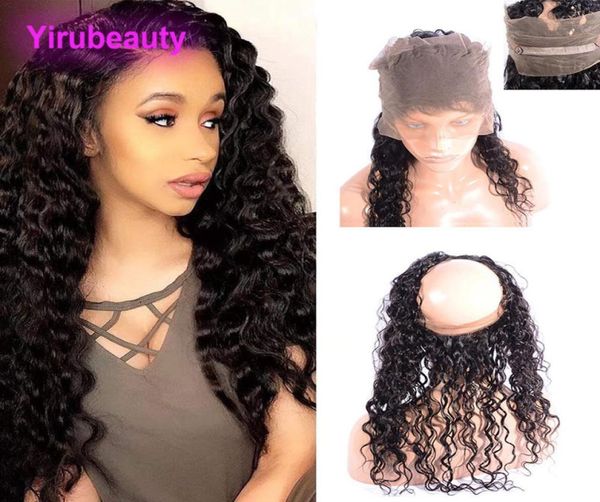 

closures indian whole water wave 360 lace frontal 1024inch human hair baby hairs natural color lace closure curly2693518, Black;brown