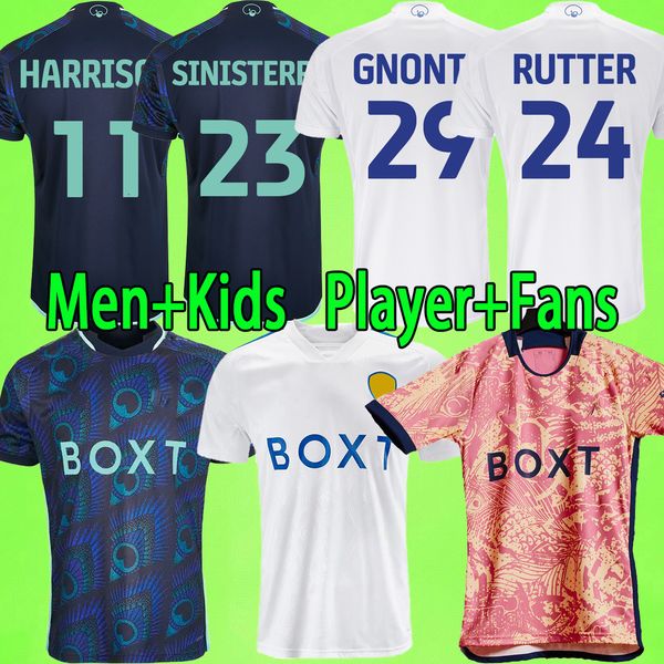 

23 24 leeds soccer jerseys uniteds 2023 2024 football shirt men set kids kit sinisterra harrison gnonto summerville rutter adams struijk pla, Black