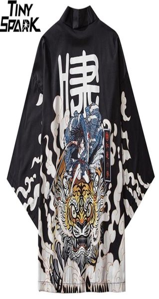 

japanese kimono jacket tiger samuri harajuku hip hop men japan style streetwear jacket summer thin clothing loose kimono 2011248325428944, Black;brown