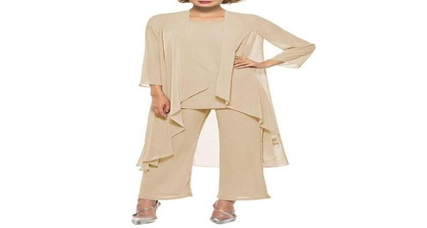 

casual dresses womens 3pieces set mother of bride dress party pant suits bussiness elegant formal chiffon plus size for wedding8484685, Black;gray