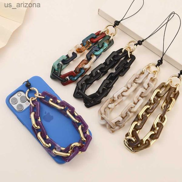 

fashion metal acrylic ring buckle phone lanyard for women lobster clasp anti-lost mobile phone chain cellphone strap accessories l230620, Silver