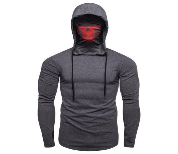 

ebaihui mask skull hoodie men sweatshirt hood streetwear men clothing motorcycle face pullover long sleeve hooded blouse sweatshi4473039, Black