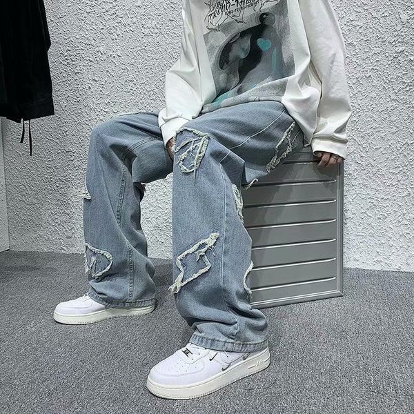 

men's jeans wide leg jean loose straight fit mens and womens fashion casual hip hop pants streetwear s3xl 230809, Blue