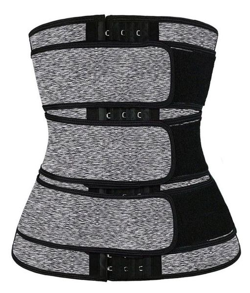 

3 belt waist trainer corset neoprene sweat belt body shaper women slimming sheath reducing curve shaper workout trimmer2889334, Black;gray