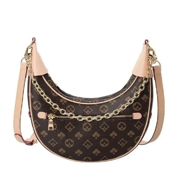 

size 23x7x13cm luxury half moon shoulder bags designers handbags purses bag brown flower women tote brand letter leather shoulderbag crossbo