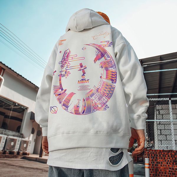 

men's hoodies sweatshirts high street graffiti graphic hoodie mens loose fleece hoodies harajuku hip hop oversize casual hooded sweatsh, Black