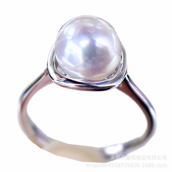 

eller tiffay's same natural fresh water akoya pearl ring white transparent pink light round extremely bright pure silver for women with