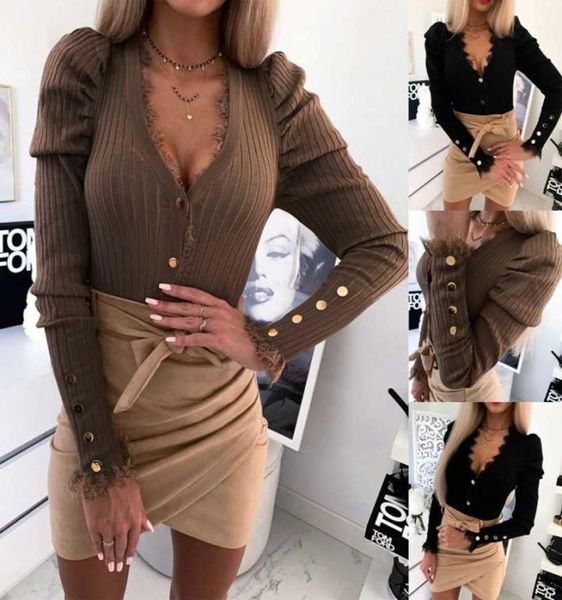 

2020 new summer womens fashion hollow vneck lace long sleeve sweaters ladies casual slim fit tee sweaters ladies 9895743, White