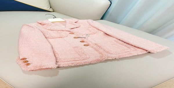 

2022 autumn notchedlapel tweed solid color panelled blazers pink long sleeve pockets singlebreasted outwear coats w2n0362951979595, White;black
