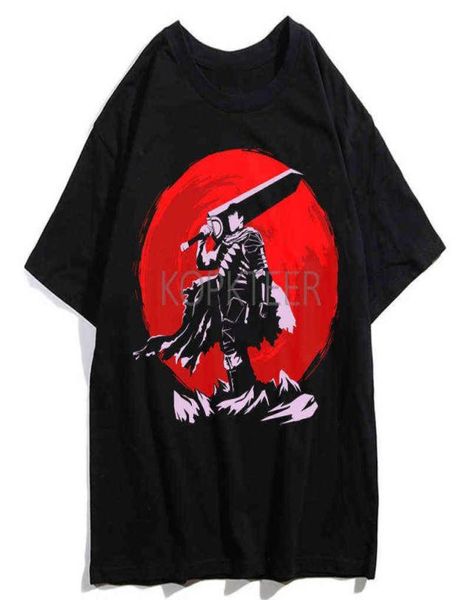 

guts berserk black swordsman guts casca hip hop men short sleeve tshirt harajuku funny cartoon graphic print streetwear tee y1116602, White;black