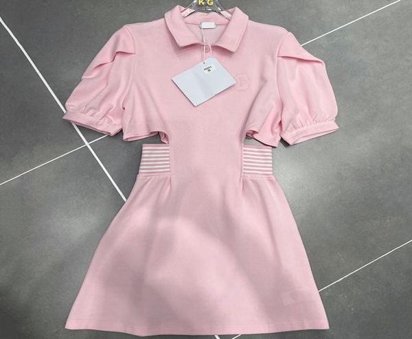 

pink cotton dresses lapel neck skirts hollow waist women dress trendy letter embroidery dresses skirt clothing9629589, Black;gray