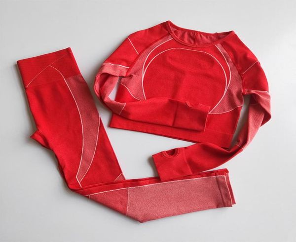 

2pcsset women sport suit yoga set hoow gym workout clothes long sleeve fitness crop high waist energy seamless leggings y1603672, Gray