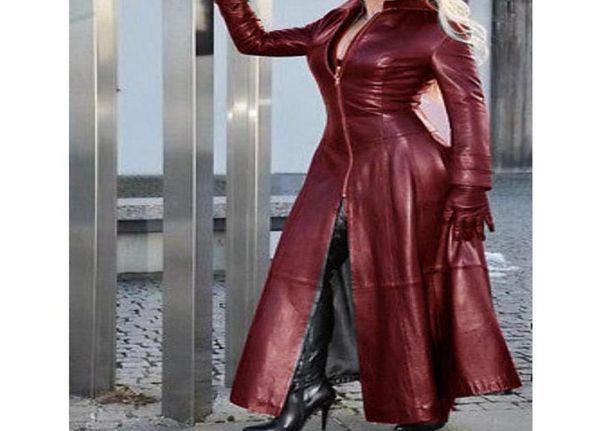 

women039s leather faux wepbel women black clothing stand collar pu coat jacket long maxi plus size trench1835267