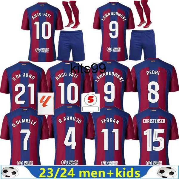 

23/24 camisetas de football barcelona soccer jerseys lewandowski pedri gavi 2023 2024 ferran raphinha dest football shirt men barca kit kids, Black;yellow