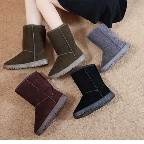 

boots fashion snow boots women's winter thickened anti-skid thick soled medium jane boots brand high-quality women's high jane boo, Black