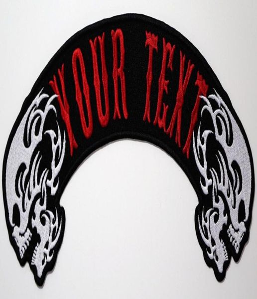 

cool custom embroidered skull or bottom rocker mc biker patch customize large size jacket vest badge 40cm 4375967, Black