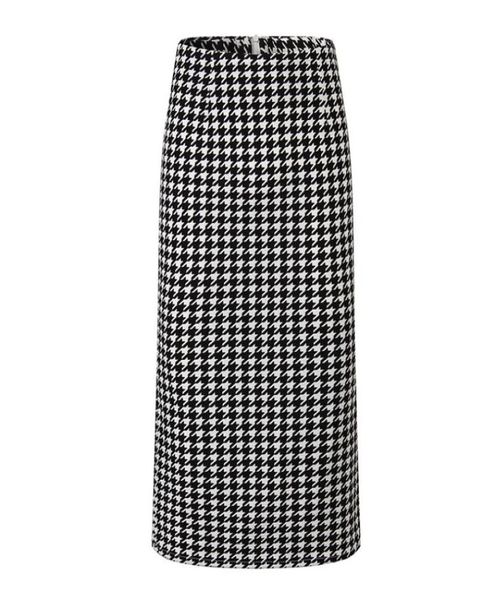 

skirts houndstooth print pencil skirt official bodycorn plus size split midi summer warp zipper korean vintage sexy3068355, Black