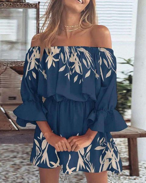 

and fashionable off shoulder printed dress for women, Black;gray