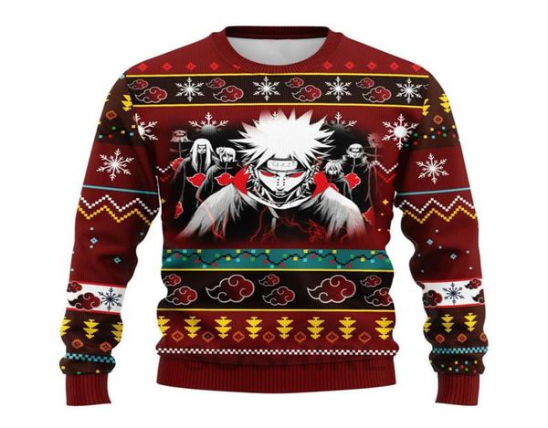 

men's hoodies & sweatshirts fantasy anime ugly christmas sweatshirt cool xmas harajuku hoodie funny members 3d knitted pullover hip5279, Black