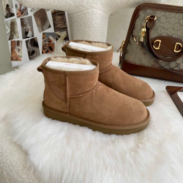 

2023australia australian classic warm boots womens mini half snow boot usa gs 585401 winter full fur fluffy furry satin ankle bootss booties, Black