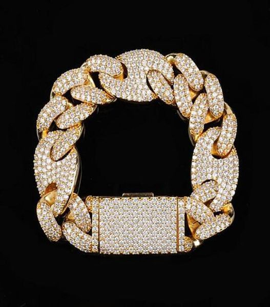 

20mm iced cuban oval link diamond bracelet 14k white gold plated cubic zirconia jewelry 7inch 8inch 9inch mariner cuban link chain4093133, Black