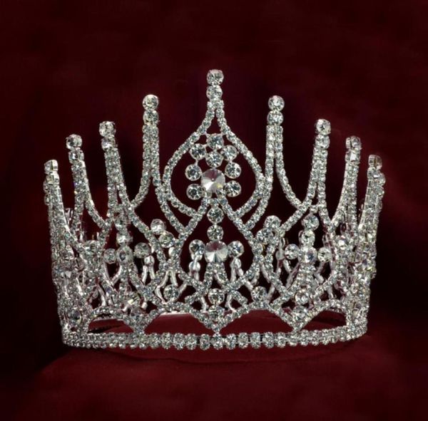 

full large crowns 57 for lady bridal weddind tiaras miss beauty pageant queen headwear rhinestone fashion jewelry hair crown 016326151702, White;golden