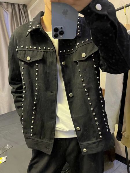 

men's jackets jacket men korean beading denim black large size jeans coat 230809, Black;brown