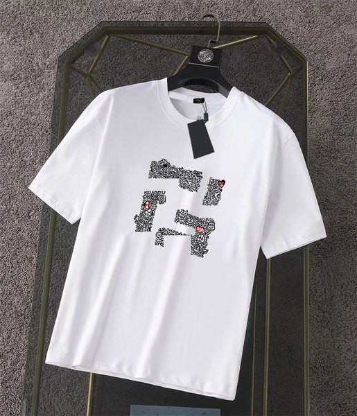 

designer famous mens t shirt letter print round neck short sleeve black white fashion men women tees#34, White;black