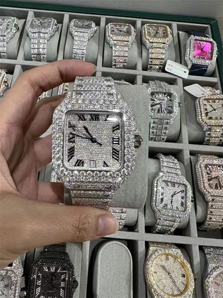 

luxury mens watch for men designer movement watches diamond moissanite watch montre iced out watch automatic men's montre luxe mens lux, Slivery;brown