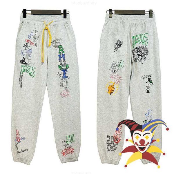 

graffiti rhude sweatpants men women 1 1 rhude drawstring jogger trousers pants, Black