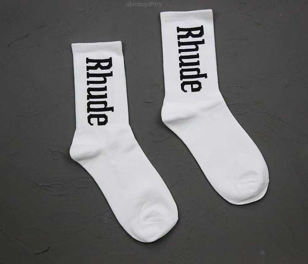 

men's socks rhude simple letter cotton european american street trend men and women couple 11gab, Black