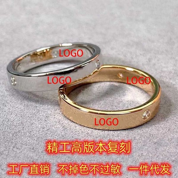 

designer new seiko high edition reprint s925 sterling silver tiffay logo three diamond wide and narrow 18k rose gold couple ring for men wom