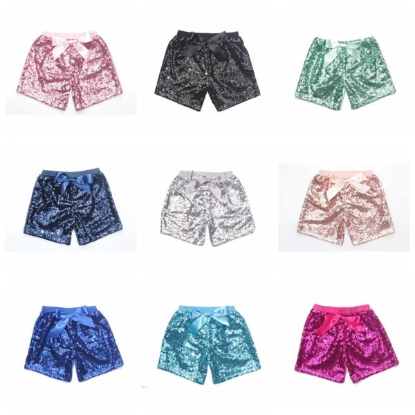 

baby sequins shorts summer pants girls glitter bling dance sequin costume glow bowknot short fashion boutique trouserszz, Black