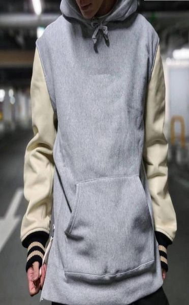 

embroidery logo designers leather sleeve hoodie sweatshirt men and women streetwear couples pullover sweatshirts 586580, Black