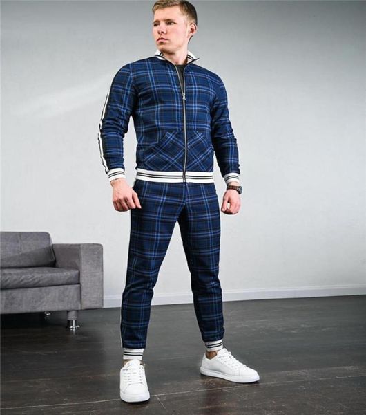 

men039s tracksuits 2021 sell like cakes track suit sportswear lattice3d printing splicing twopiece run fitness clothes men aut4196661, Gray