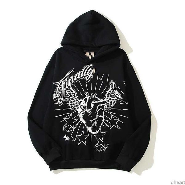 

men's hoodie high street sports fashion chip hop 23ss loose trend men's and women's hellstar 2 d esigner njaz, Black