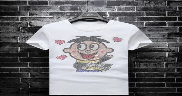 

2019 summer new shortsleeved tshirt men039s fashion wangzai diamond half sleeve round neck korean tshirt4623979, White;black