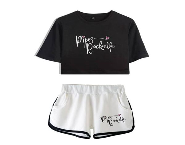 

piper rockelle merch two piece set women piper rockelle cool print shorts summer soft elastic waist shorts 2206271026737, Gray