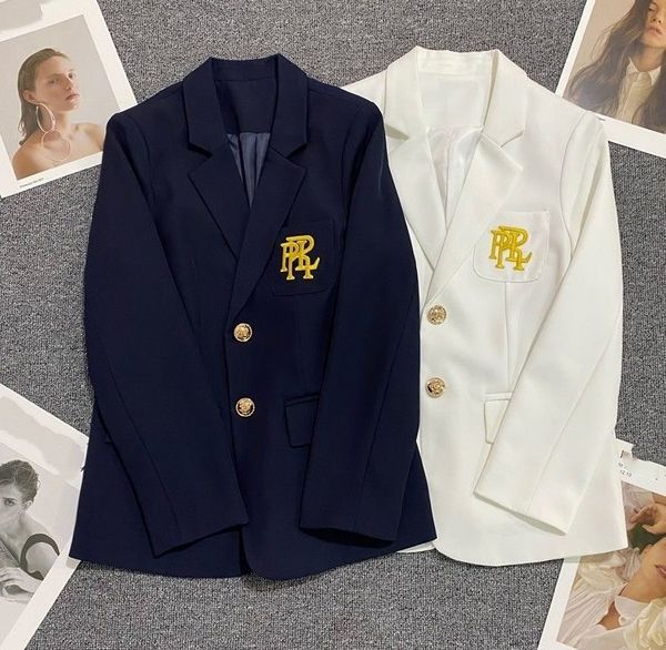 

womens suits blazers letter embroidery suit jacket white for women long sleeve oversized coat loose blazer office ladies black, White;black