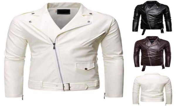 

2021 new korean locomotive slim fit leather jacket men039s british fashion pu wear219l3601951, Black