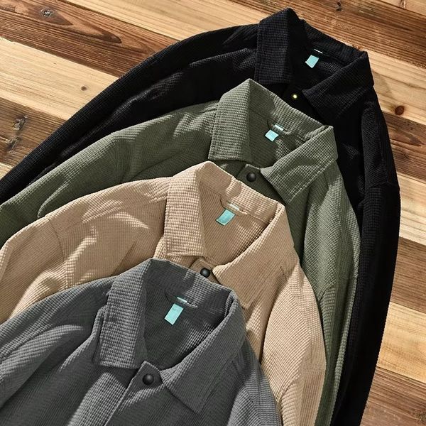 

men's jackets simple long sleeve waffle shirt spring and fall 230809, Black;brown